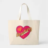 Reading Love Book Heart Cute Fun Design Large Tote Bag