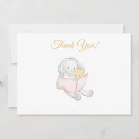 *~* Baby Shower Rabbit Bunny Reading to Teddy Thank You Card