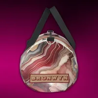 Name Monogram Modern Gold & Maroon Geode | Duffle Bag