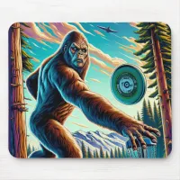 Disc Golf Bigfoot in the Woods Mouse Pad