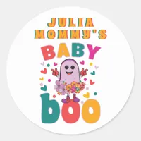 Baby Boo October Newborn Pastel Ghost Hallowen Classic Round Sticker