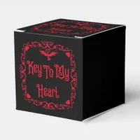 Goth Valentine Key To My Heart Red Favor Boxes