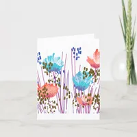 Abstract Floral Botanical Blank Note Card