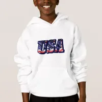 USA Flag Letters, Flag Kids Hoodie Sweatshirt