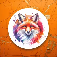 Watercolor Fox Illustration Classic Round Sticker