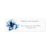 Elegant Dusty Blue Navy  Flowers Wedding  Label