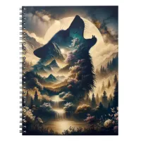 Wolf Howling at the Moon on a Cloudy Night Notebook