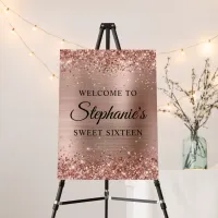 Glittery Rose Gold Foil Sweet Sixteen Welcome Foam Board