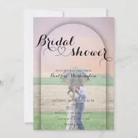 Preppy Arch Handwritten Heart Photo Bridal Shower Invitation