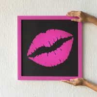 Black and Hot Pink Ombre Lipstick Kiss Poster