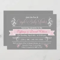 gray pink Couple's Baby shower Invitation