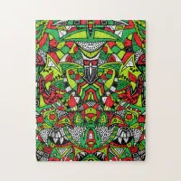 Psychedelic Tribal Abstract Colorful Composition Jigsaw Puzzle