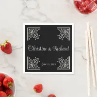 Bold Black and White Vintage Wedding Personalized Napkins