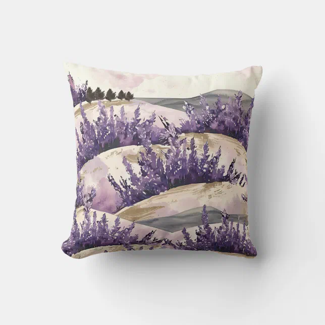 Elegant French Countryside Pretty Lavender Fields  Throw Pillow