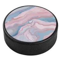 Pink and Blue Pastel Marble | Hockey Puck