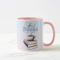 Vintage Books and Coffee is All I Need   Mug