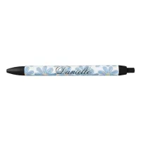 Blue Floral Pattern - Personalized Black Ink Pen