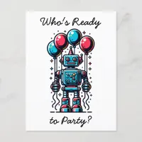 Robot Themed Boy's Birthday Postcard