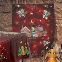 Red Christmas Land cute animals Tablecloth