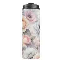 Elegant Rose Blossoms Thermal Tumbler