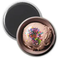 Bowl of Chocolate Ice Cream with Sprinkles Magnet