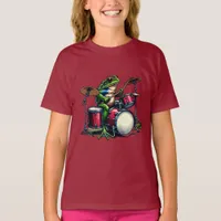 Funny Cartoon Frog Playing the Drums T-Shirt