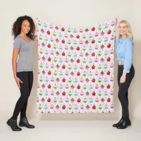 Whimsical Cupcakes with Sprinkles and Cherries Fleece Blanket