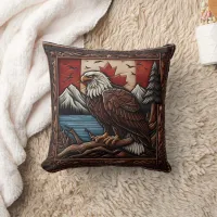 Majestic Eagle in Front of Canadian Landscape Throw Pillow