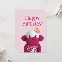 Aloha Sock Monkey Birthday Card