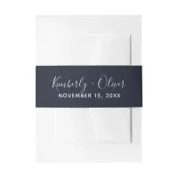 Navy Simple Calligraphy Wedding Invitation  Invitation Belly Band