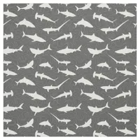 Shark Frenzy Cool Grey and White Pattern Fabric