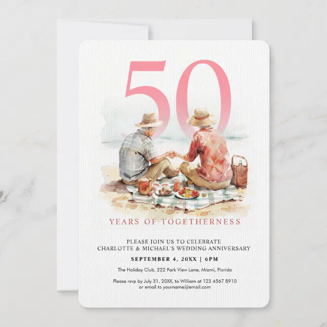 Watercolor Couple in Love Wedding Anniversary Invitation