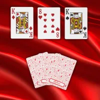 Name Monogram with red hearts on white | Jumbo Poker Cards