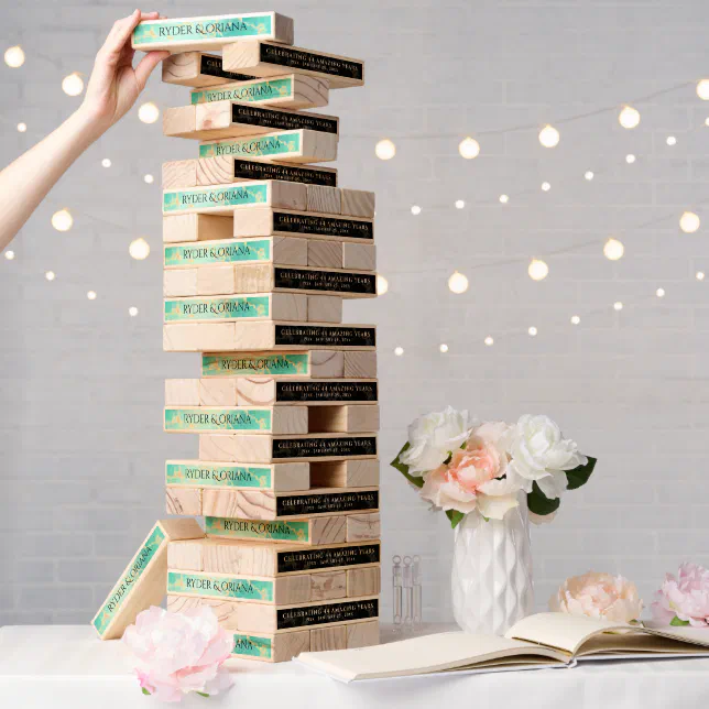 Elegant 11th 44th Turquoise Wedding Anniversary Topple Tower