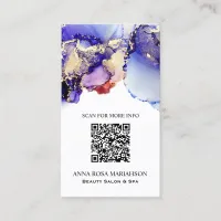 *~* QR CODE Yummy Denim Blue Gold Gilded   Business Card