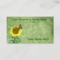 Pretty Yellow Sunflower and Orange Butterfly Business Card
