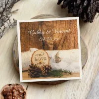 Rustic Birch Tree and Barn Wood Wedding Paper Napkins