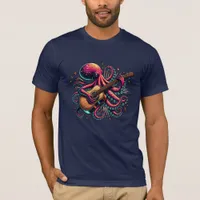 Funny Cartoon Octopus Playing Guitar T-Shirt