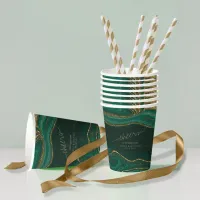 Abstract Glitter Strata Wedding Cheers Green ID903 Paper Cups