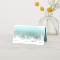 Watercolor Reflections Table Teal ID774 Place Card