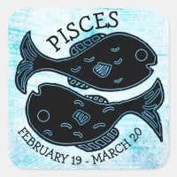 Pisces Horoscope Zodiac Astrological Sign Square Sticker