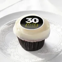 Modern Girly Bright Yellow 30 and Flirty Edible Frosting Rounds