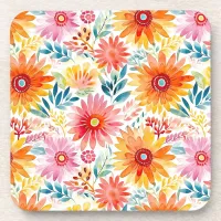 Colorful Daisies Hard plastic coaster