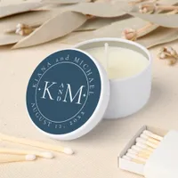 Simply Chic Wedding Initials Nature Blue ID1046 Mini Candle Favors