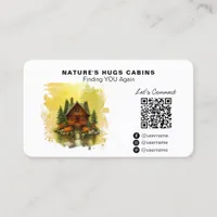 *~* Cottage Lodge Cabin Rental QR AP49 LOGO Business Card