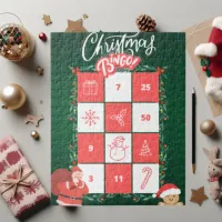 Green Playful Festiv Christmas Bingo Jigsaw Puzzle