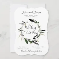 Elegant Wreath Greenery Minimalism  Invitation