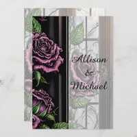 Purple roses by the window - gothic style invitation