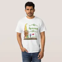 Gnome Flower Garden Spring Green Typography Unisex T-Shirt