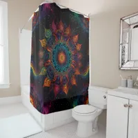 Mandala cute colourful swirls of reds and blues shower curtain